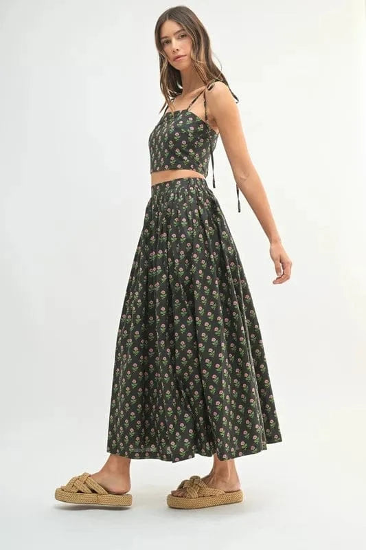 MABLE Floral Crop Top and Skirt Set - ShalayeFashion