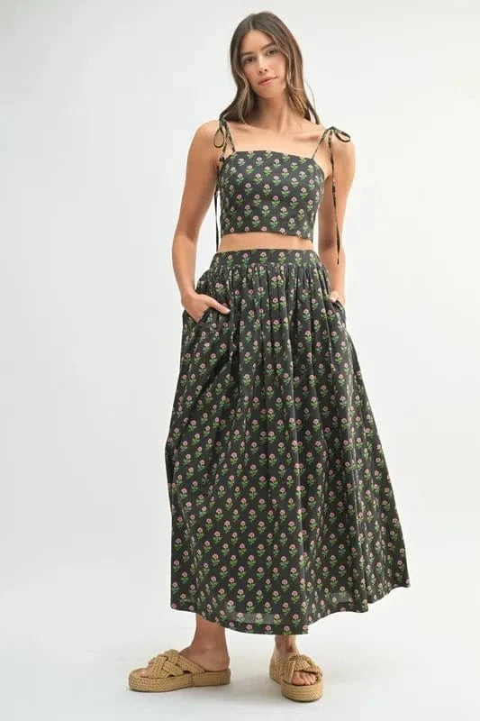 MABLE Floral Crop Top and Skirt Set - ShalayeFashion