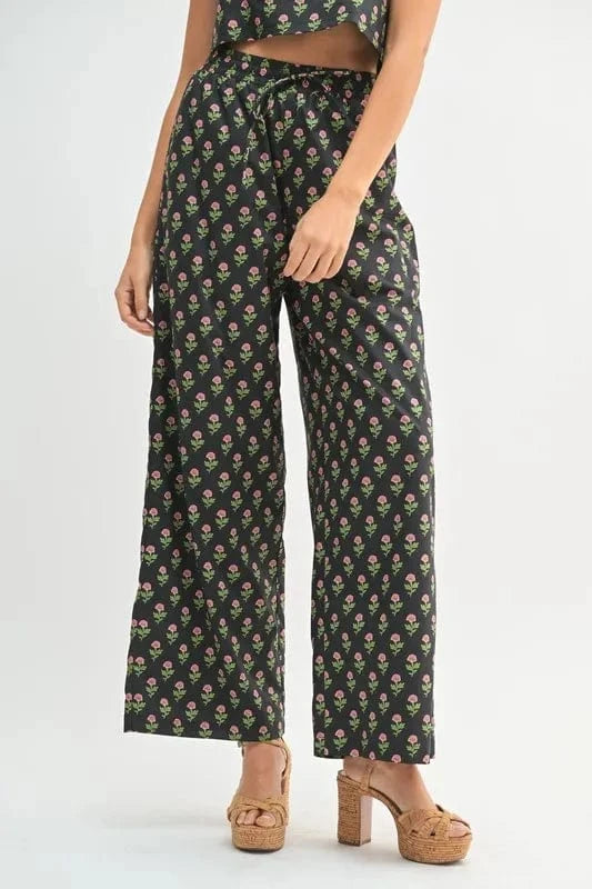 MABLE Floral Print Ruffle Top and Pants Set - ShalayeFashion