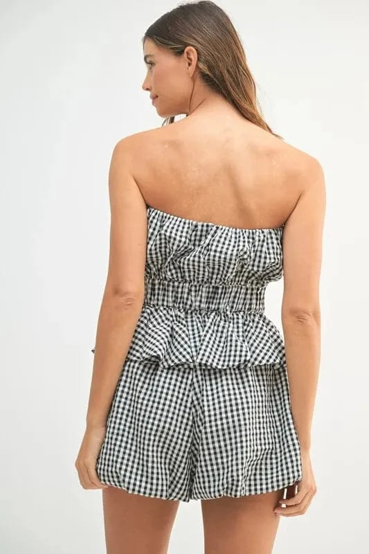 MABLE Gingham Tube Top and Shorts Set - ShalayeFashion