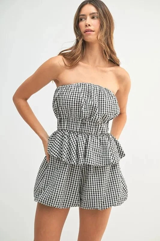MABLE Gingham Tube Top and Shorts Set - ShalayeFashion