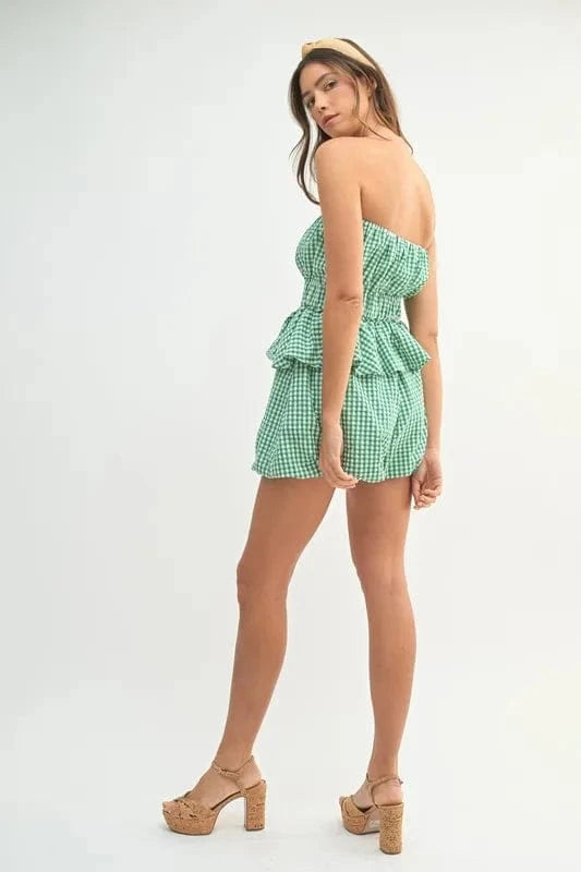 MABLE Gingham Tube Top and Shorts Set - ShalayeFashion