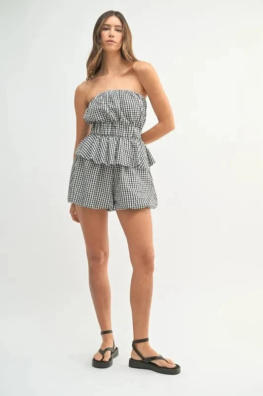 MABLE Gingham Tube Top and Shorts Set - ShalayeFashion