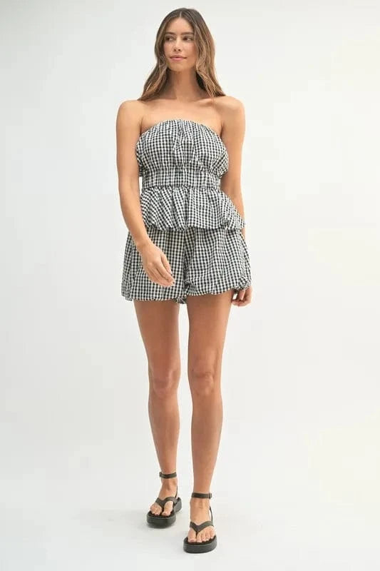 MABLE Gingham Tube Top and Shorts Set - ShalayeFashion
