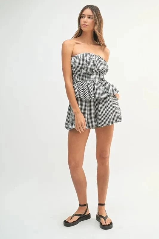 MABLE Gingham Tube Top and Shorts Set - ShalayeFashion