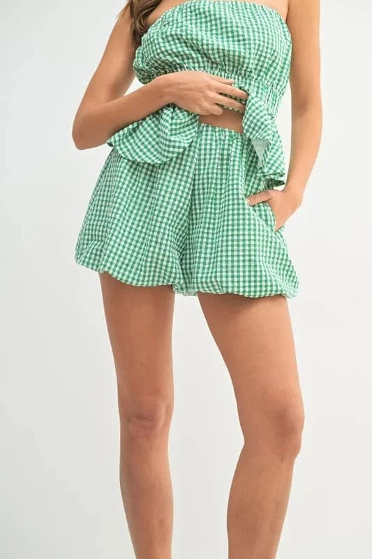 MABLE Gingham Tube Top and Shorts Set - ShalayeFashion
