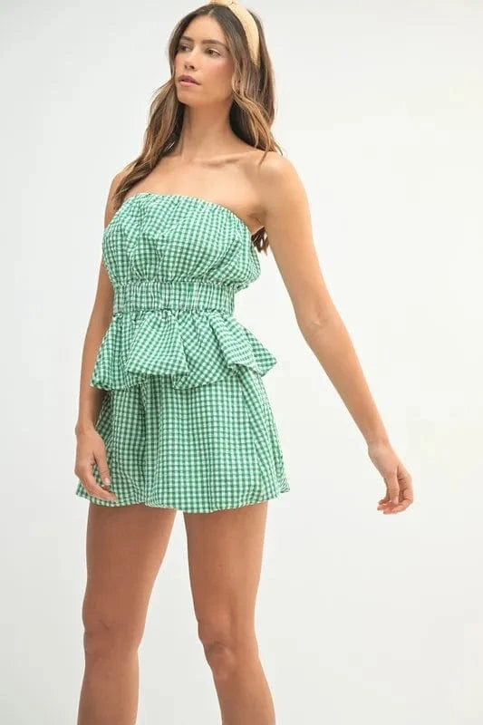 MABLE Gingham Tube Top and Shorts Set - ShalayeFashion