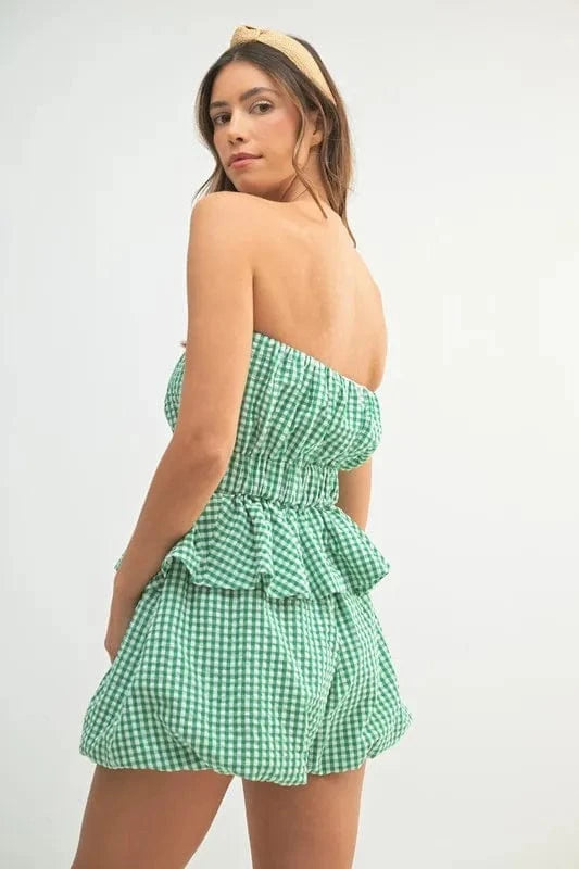 MABLE Gingham Tube Top and Shorts Set - ShalayeFashion