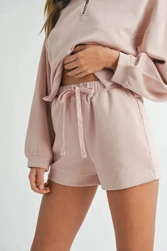MABLE Half Zip Sweatshirt and Shorts Set - ShalayeFashion