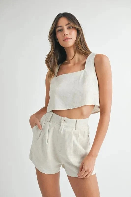 MABLE Sleeveless Crop Top and Shorts Set - ShalayeFashion