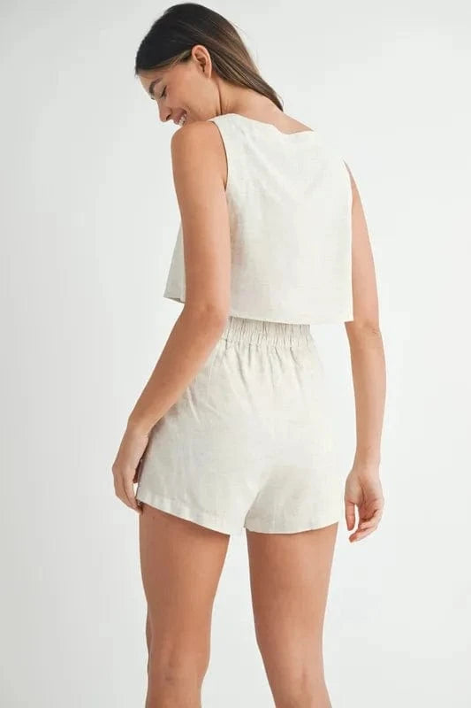 MABLE Sleeveless Crop Top and Shorts Set - ShalayeFashion
