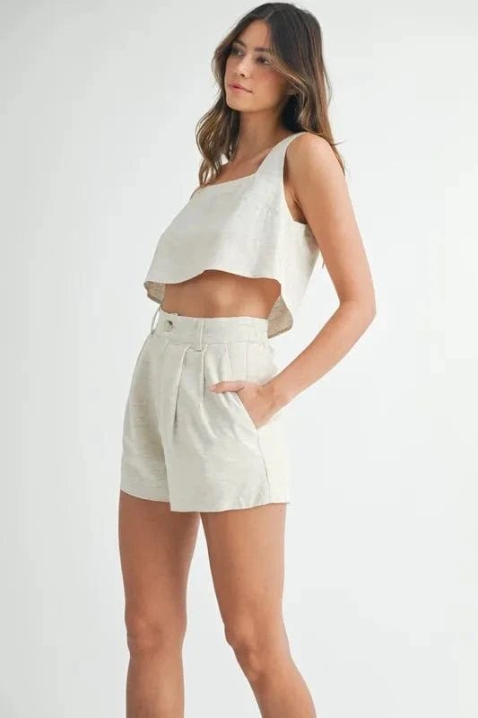MABLE Sleeveless Crop Top and Shorts Set - ShalayeFashion