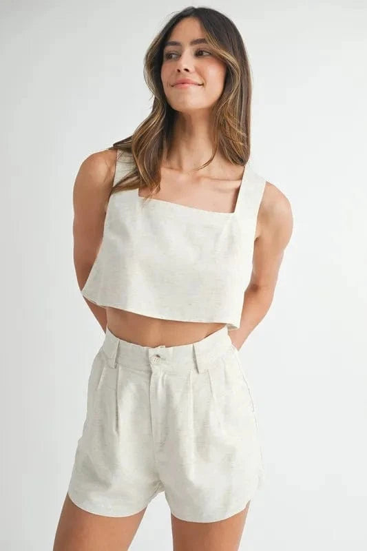 MABLE Sleeveless Crop Top and Shorts Set - ShalayeFashion