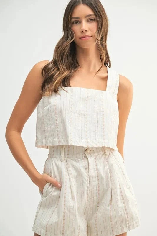 MABLE Square Neck Crop Top and Shorts Set - ShalayeFashion