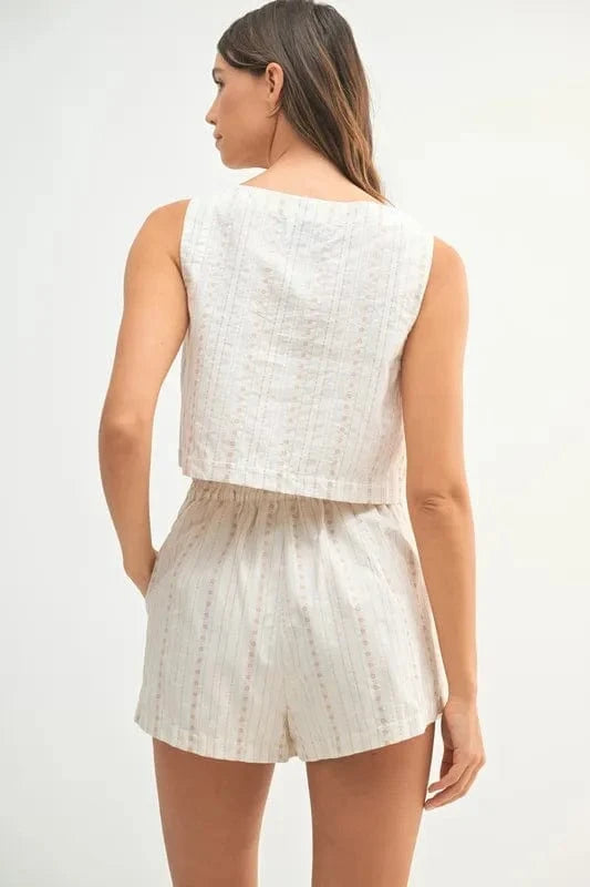 MABLE Square Neck Crop Top and Shorts Set - ShalayeFashion
