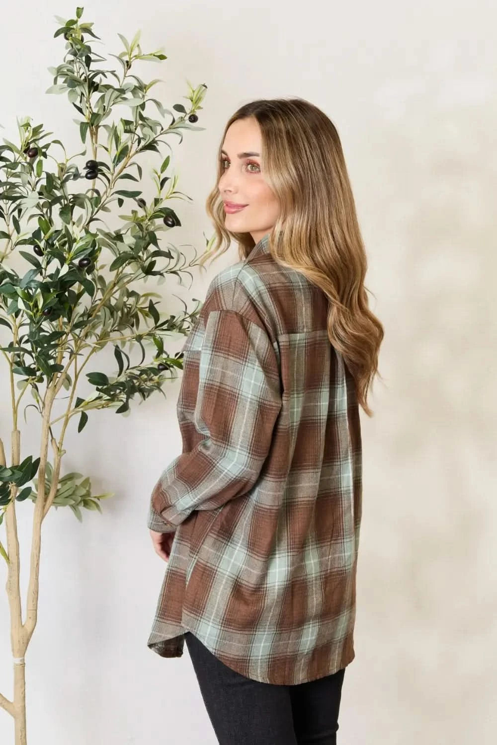 Mandy Plaid Dropped Shoulder Shirt - ShalayeFashion