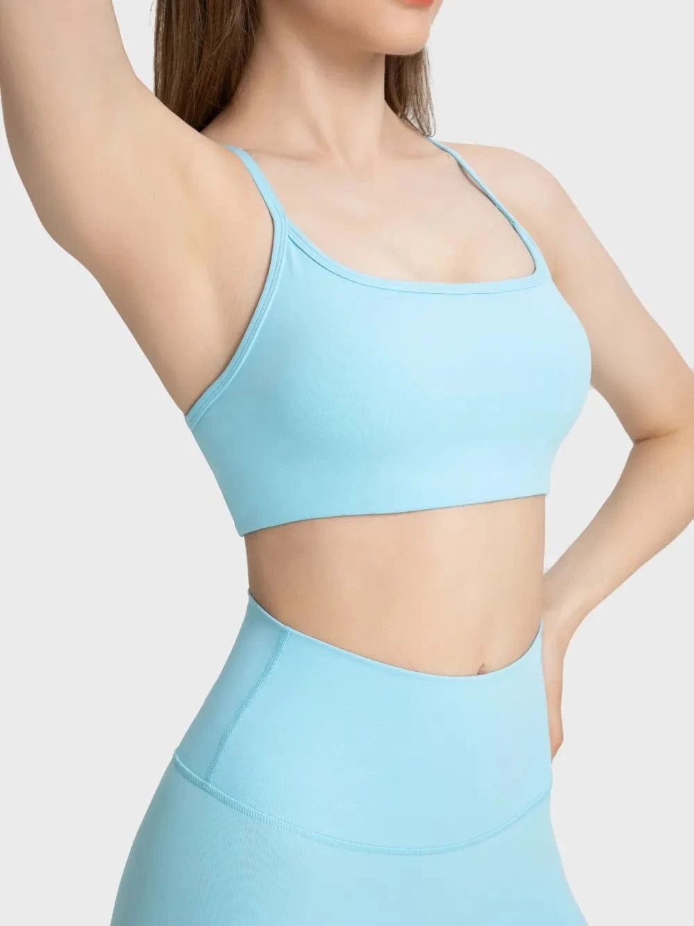 Millennia Crisscross Back Scoop Neck Active Cami with Detachable Chest Pads - ShalayeFashion