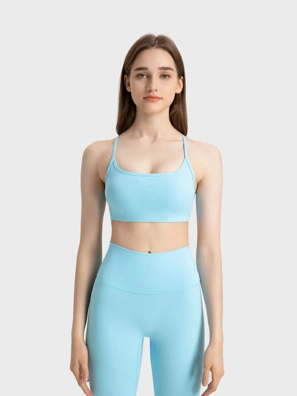 Millennia Crisscross Back Scoop Neck Active Cami with Detachable Chest Pads - ShalayeFashion