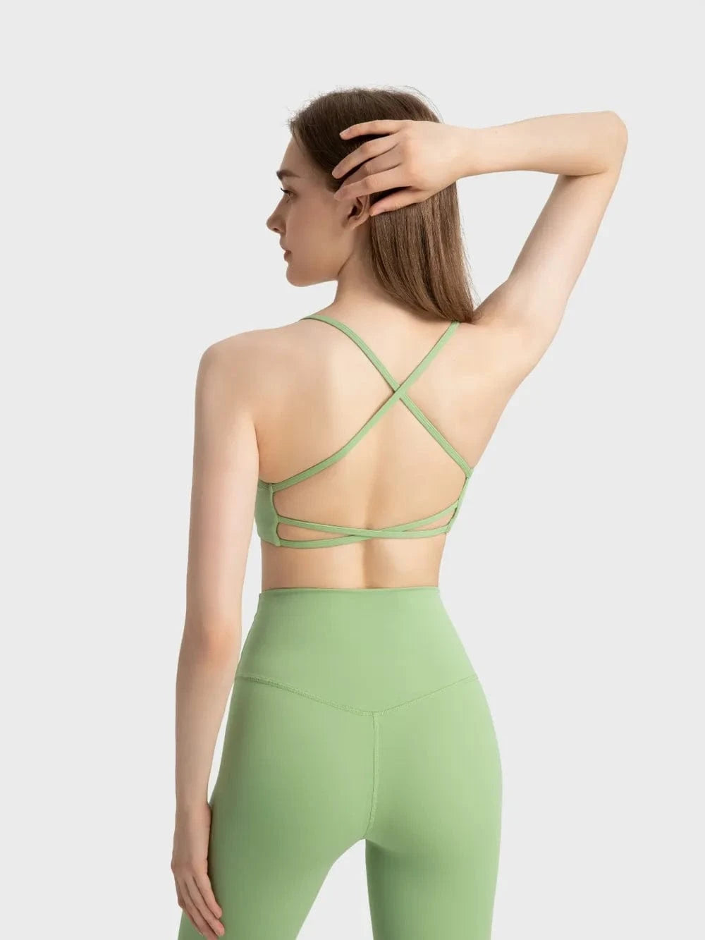 Millennia Crisscross Back Scoop Neck Active Cami with Detachable Chest Pads - ShalayeFashion
