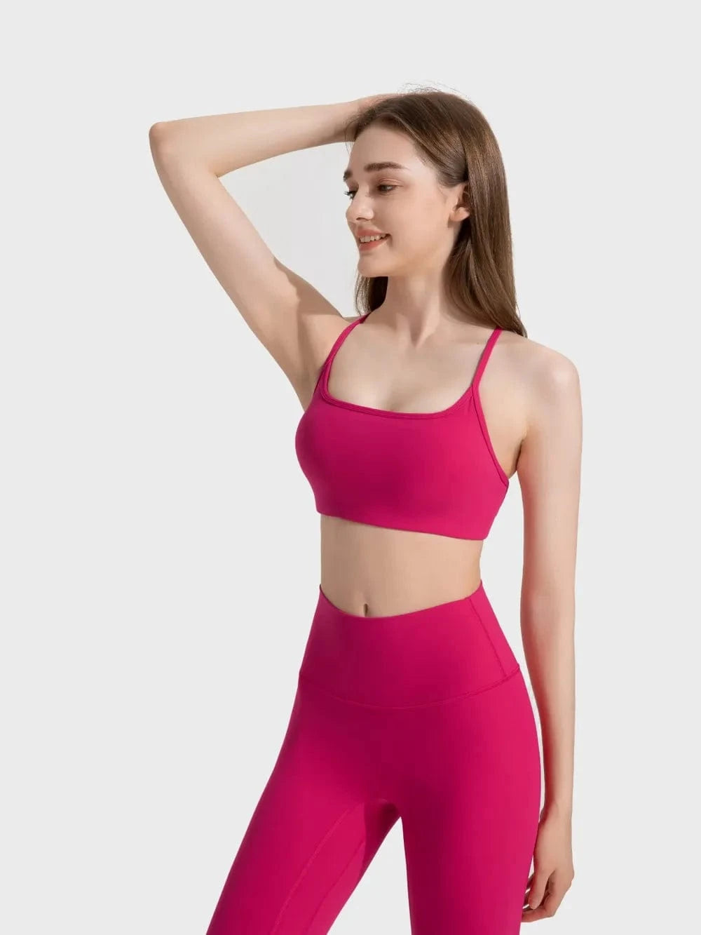 Millennia Crisscross Back Scoop Neck Active Cami with Detachable Chest Pads - ShalayeFashion