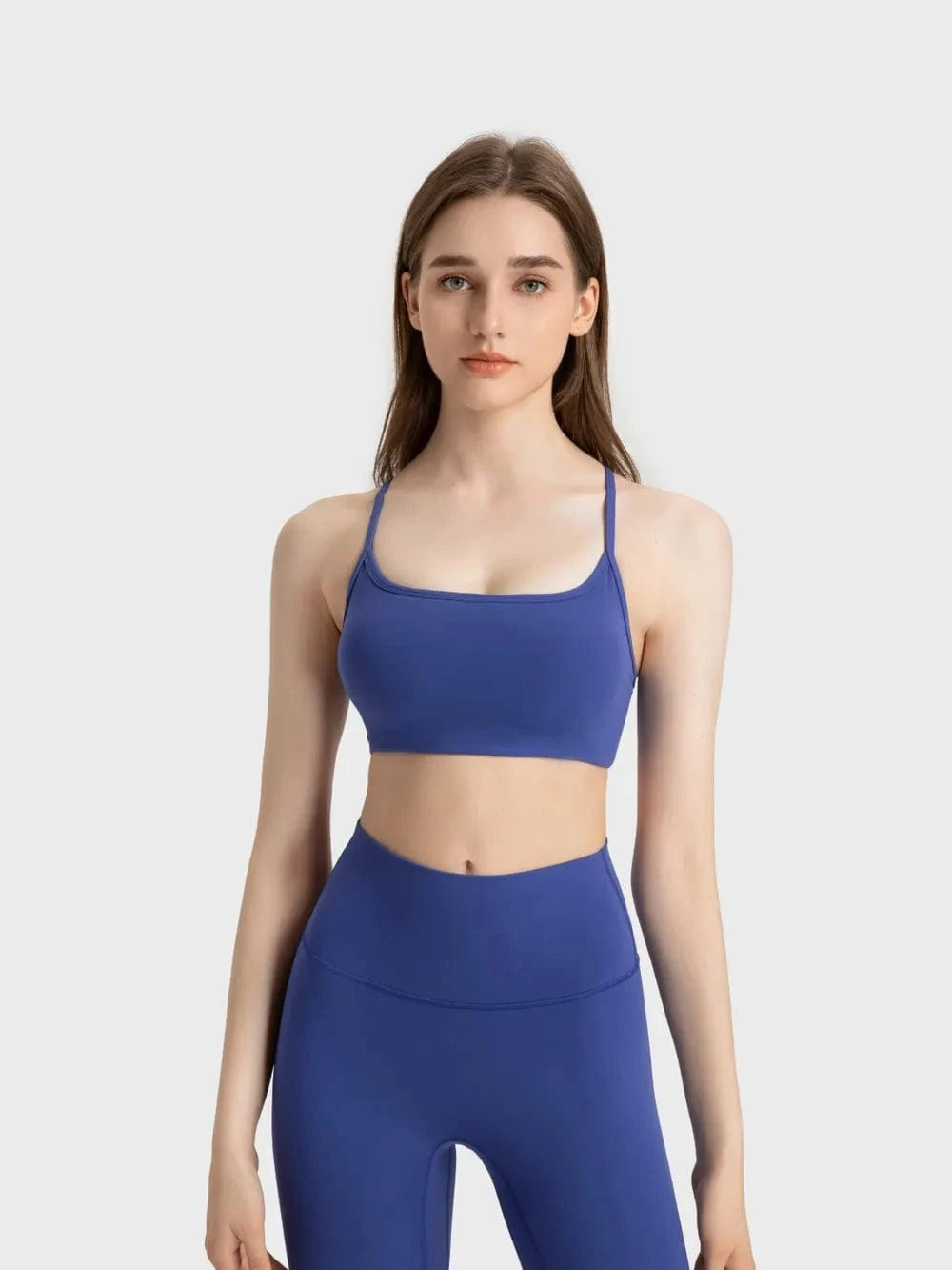 Millennia Crisscross Back Scoop Neck Active Cami with Detachable Chest Pads - ShalayeFashion