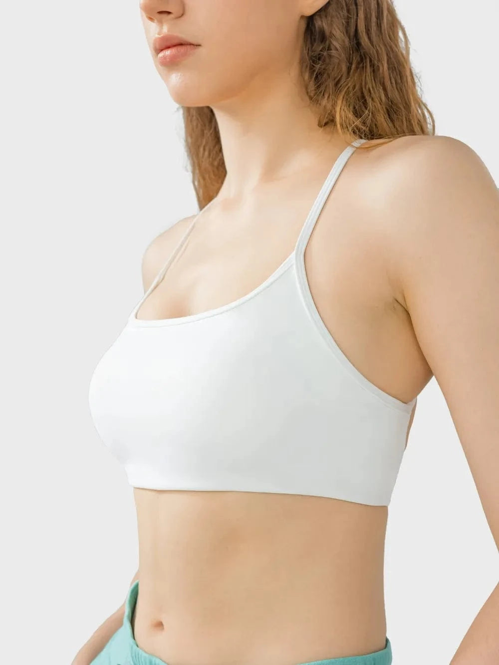 Millennia Crisscross Back Scoop Neck Active Cami with Detachable Chest Pads - ShalayeFashion