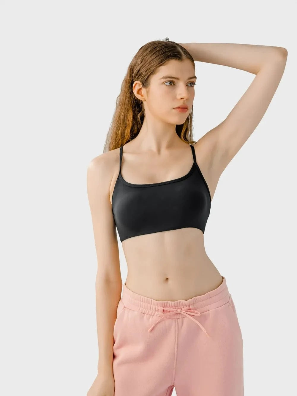 Millennia Crisscross Back Scoop Neck Active Cami with Detachable Chest Pads - ShalayeFashion