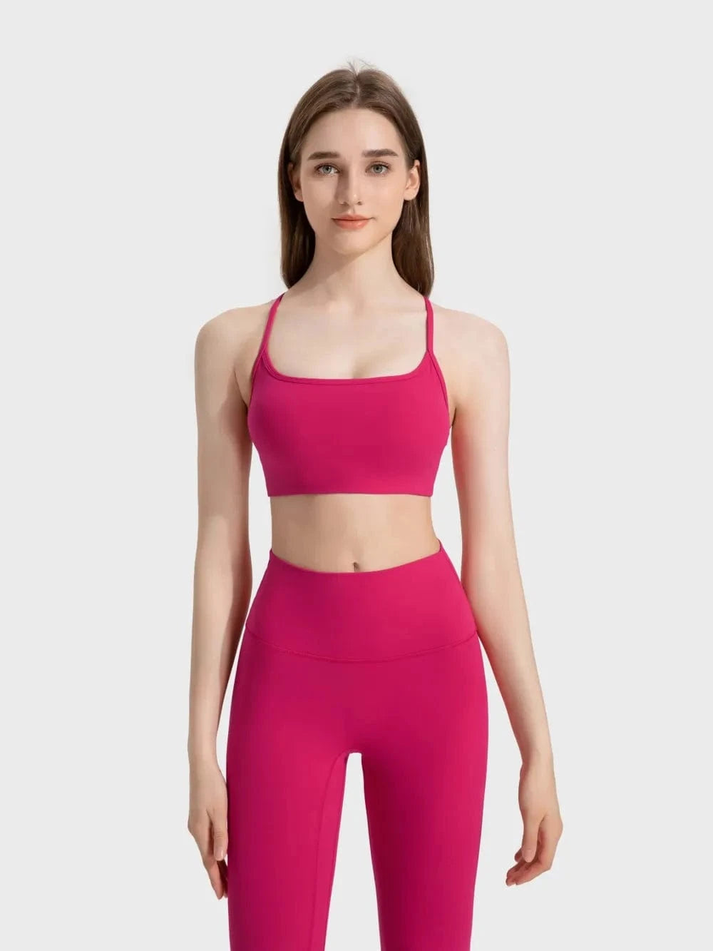 Millennia Crisscross Back Scoop Neck Active Cami with Detachable Chest Pads - ShalayeFashion