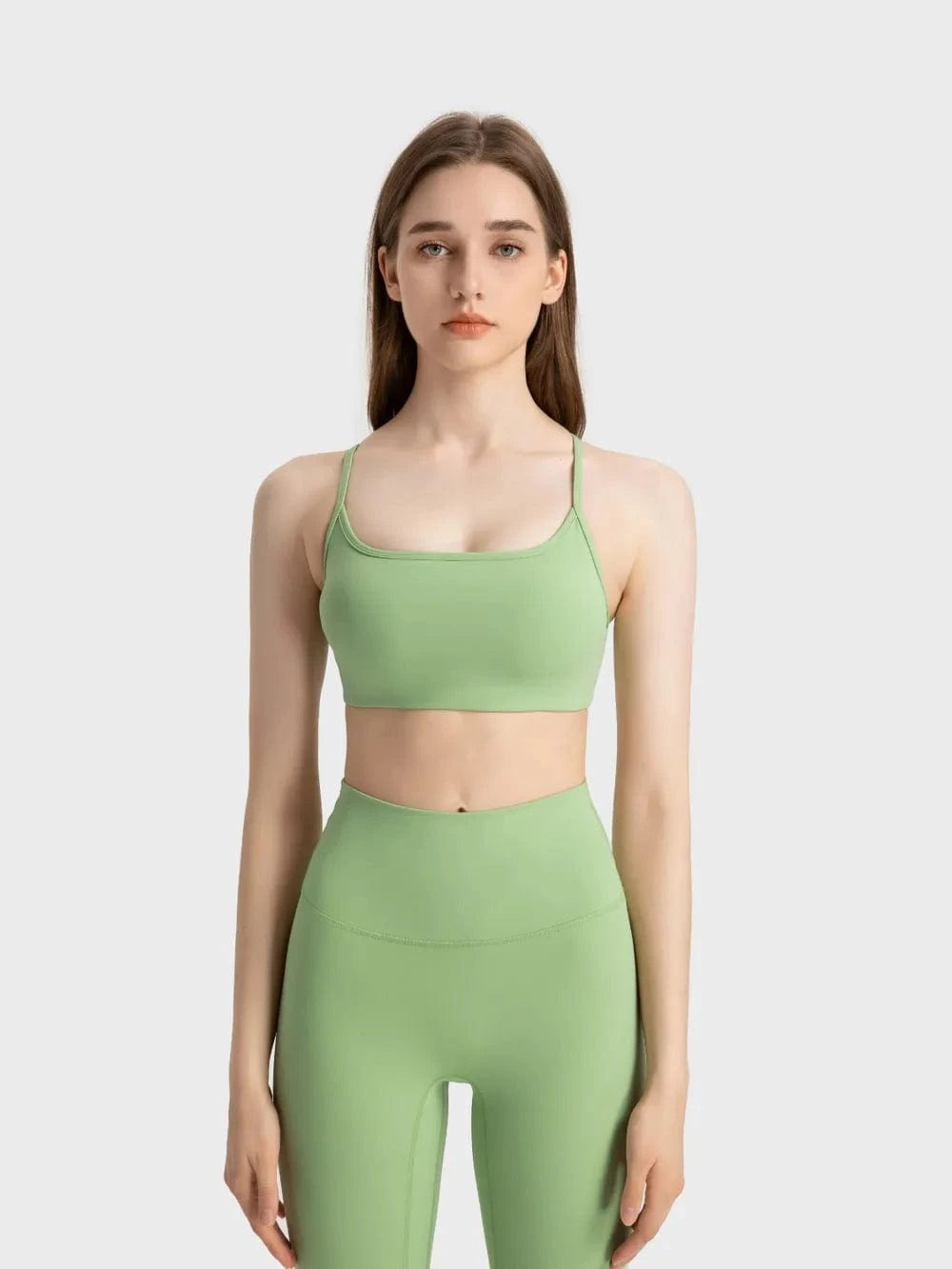 Millennia Crisscross Back Scoop Neck Active Cami with Detachable Chest Pads - ShalayeFashion