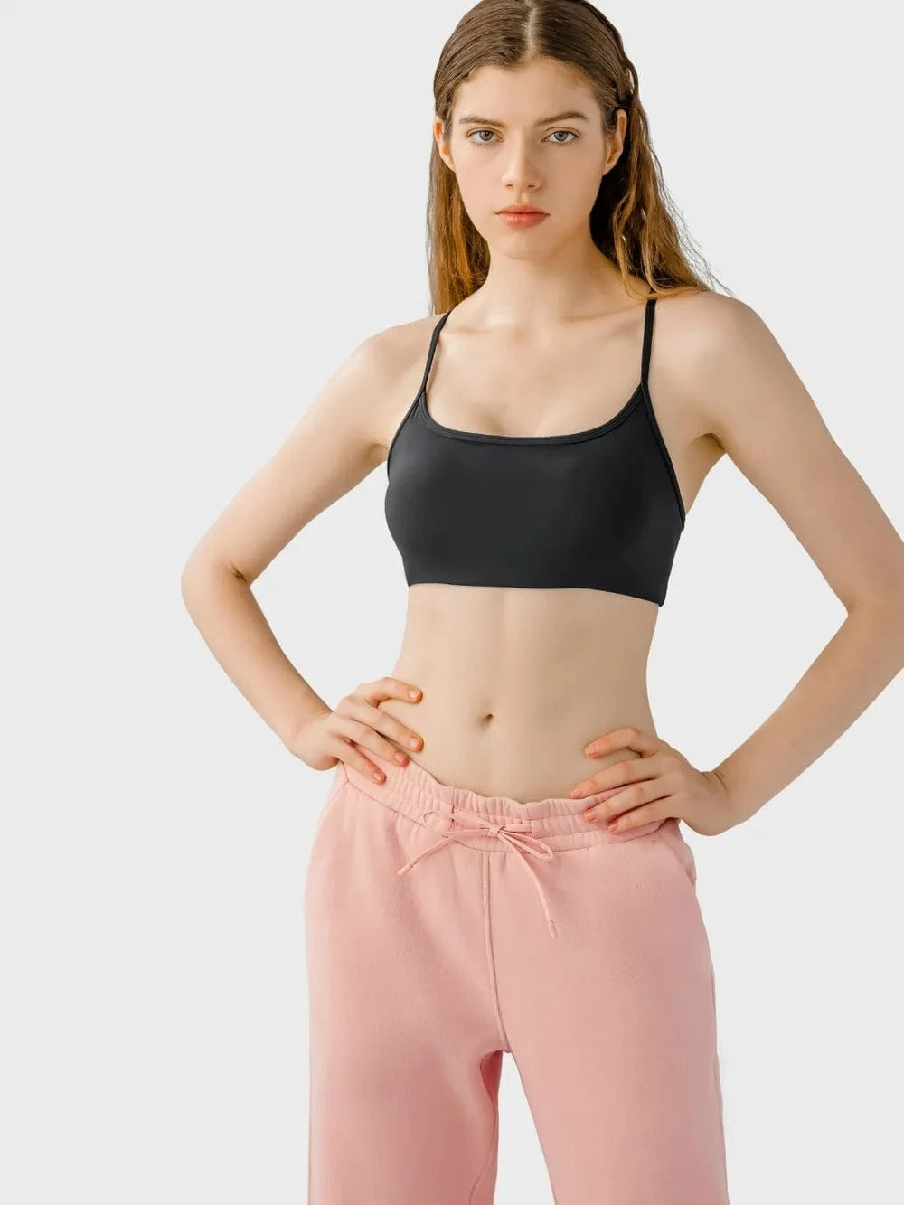 Millennia Crisscross Back Scoop Neck Active Cami with Detachable Chest Pads - ShalayeFashion