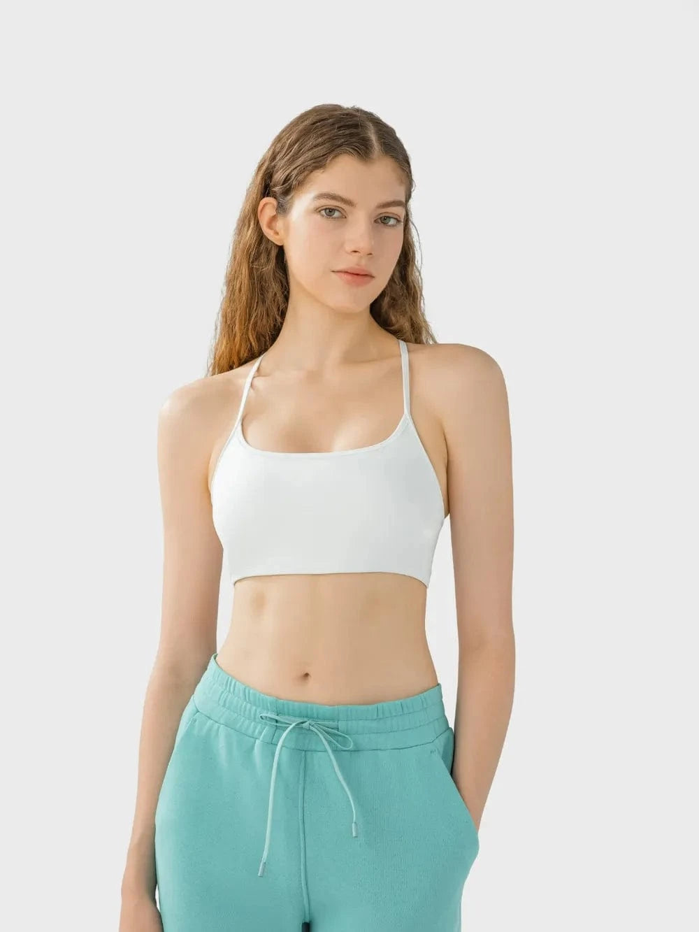 Millennia Crisscross Back Scoop Neck Active Cami with Detachable Chest Pads - ShalayeFashion