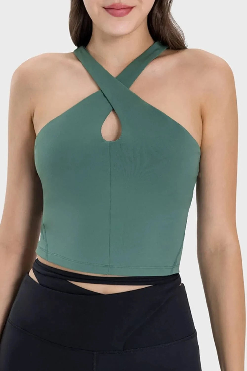 Millennia Crisscross Grecian Neck Active Cami - ShalayeFashion