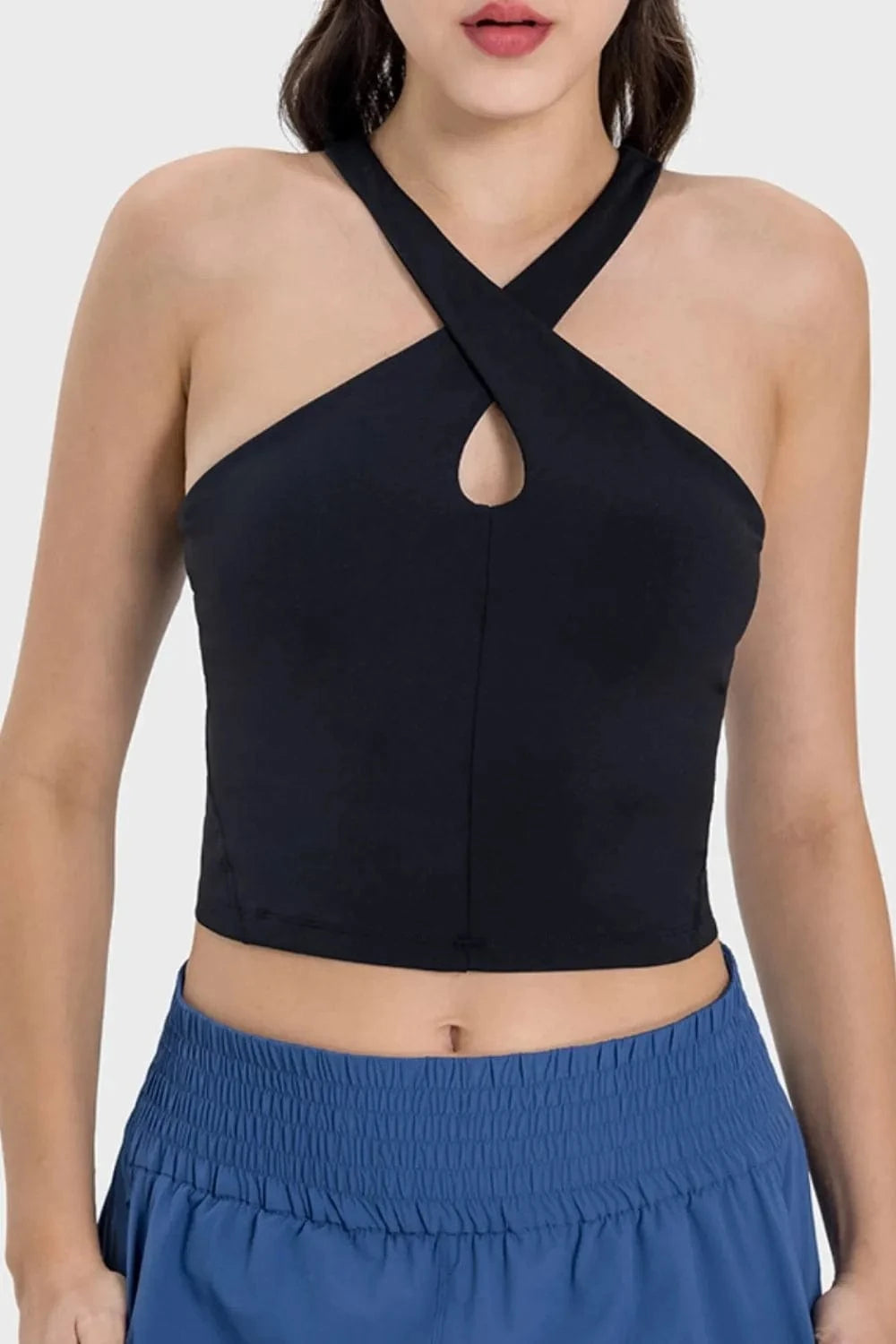 Millennia Crisscross Grecian Neck Active Cami - ShalayeFashion