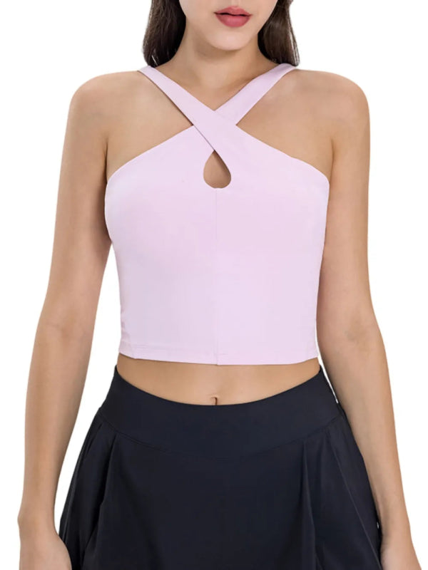 Millennia Crisscross Grecian Neck Active Cami - ShalayeFashion