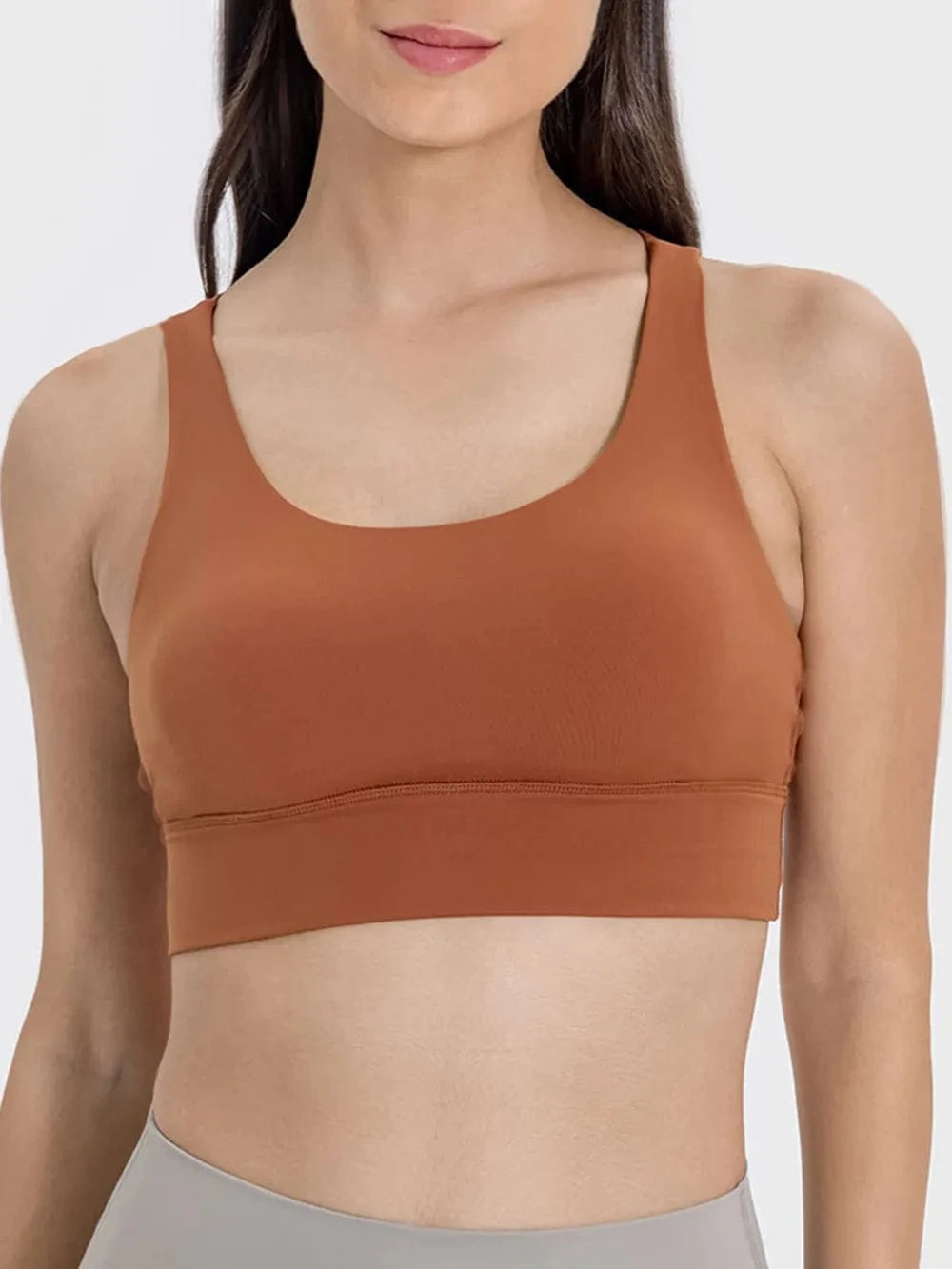 Millennia Crisscross Scoop Neck Active Tank - ShalayeFashion