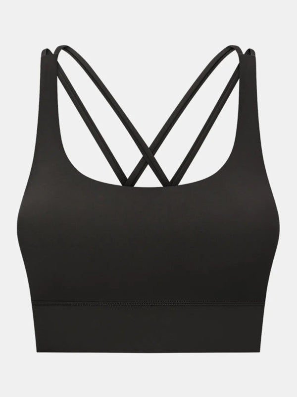 Millennia Crisscross Scoop Neck Active Tank - ShalayeFashion