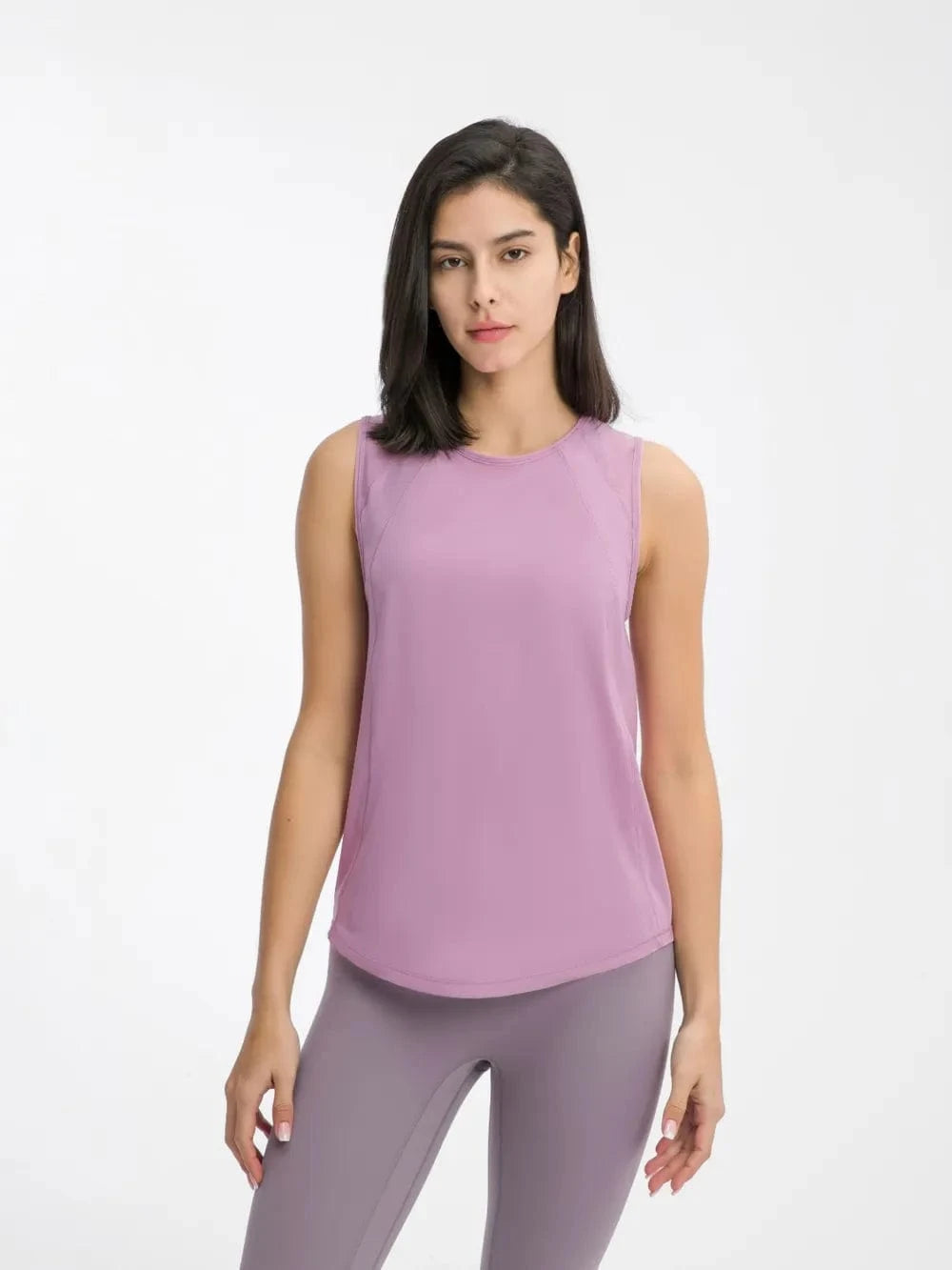 Millennia Cutout Back Round Neck Active Tank - ShalayeFashion