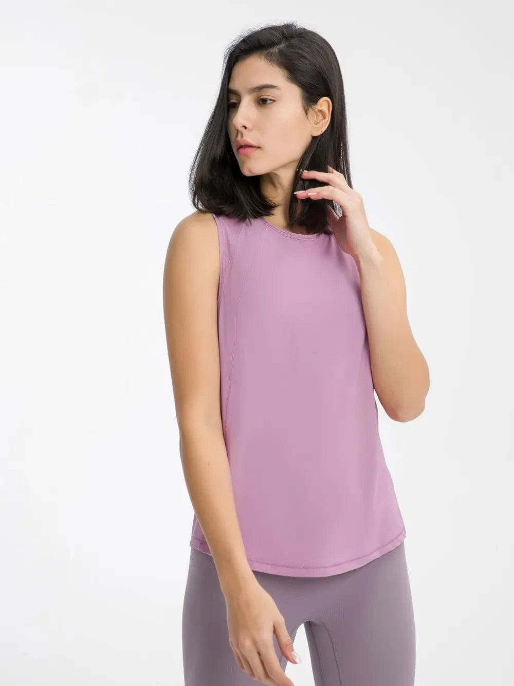 Millennia Cutout Back Round Neck Active Tank - ShalayeFashion