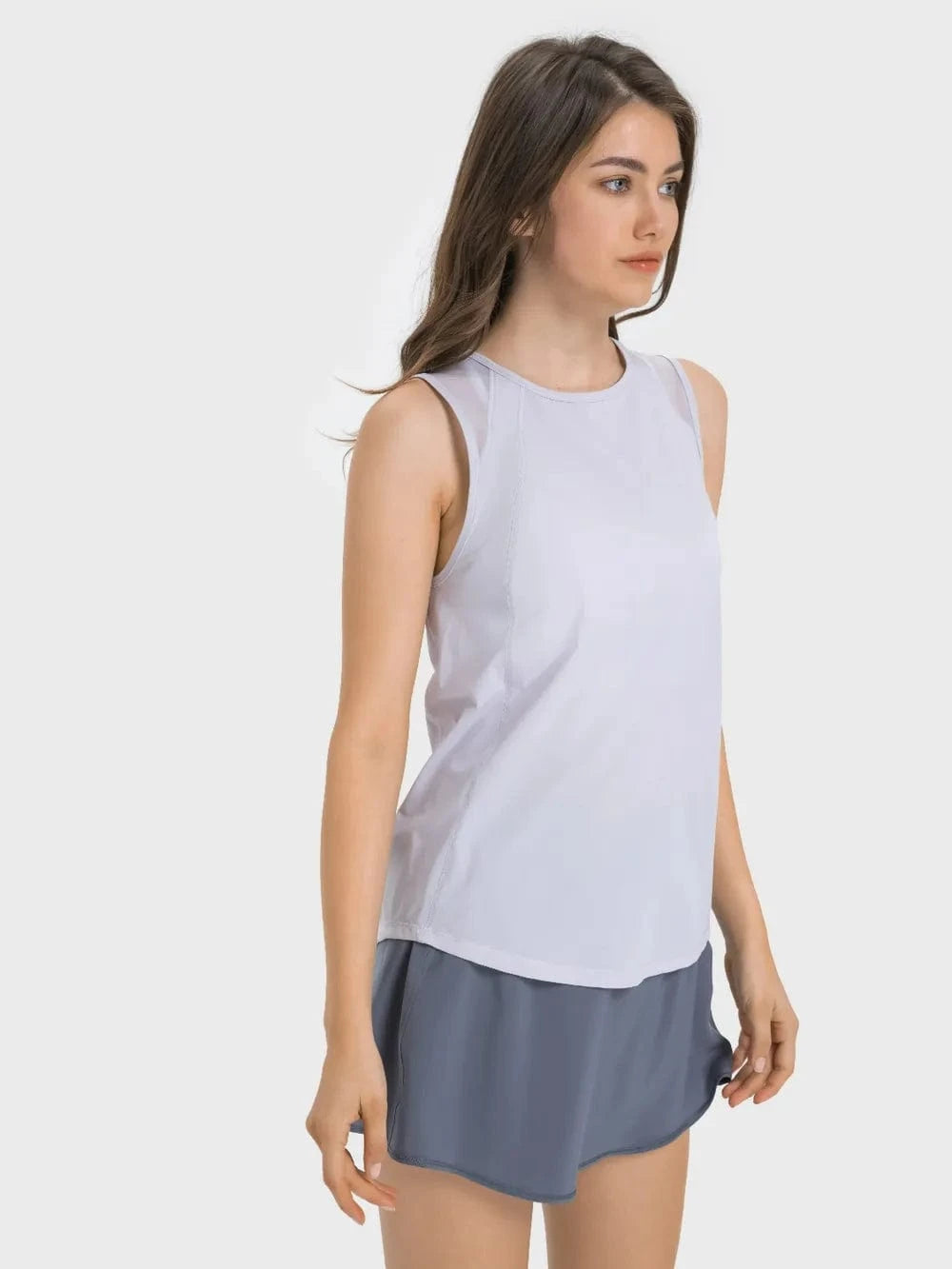 Millennia Cutout Back Round Neck Active Tank - ShalayeFashion