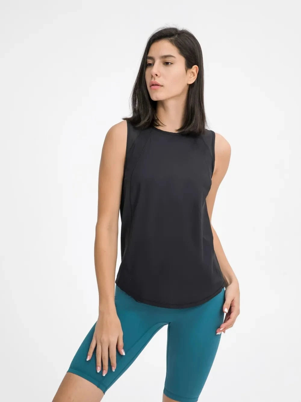 Millennia Cutout Back Round Neck Active Tank - ShalayeFashion