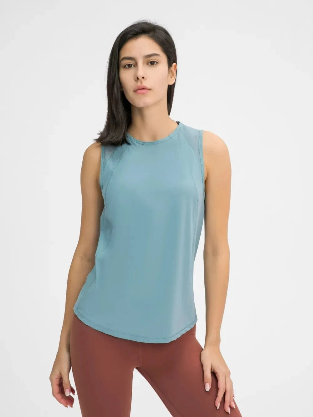 Millennia Cutout Back Round Neck Active Tank - ShalayeFashion