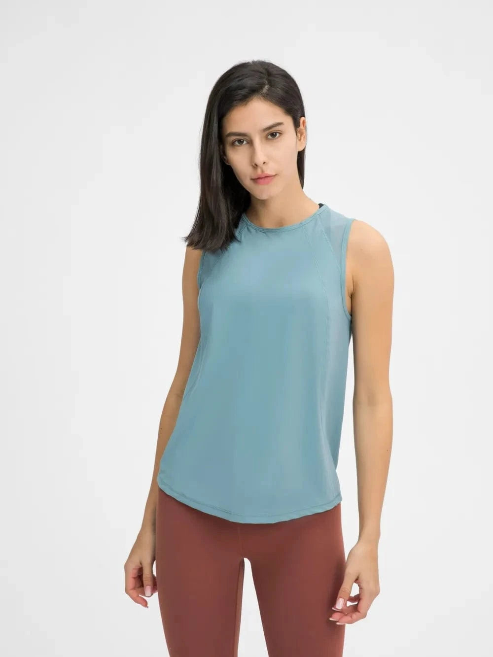 Millennia Cutout Back Round Neck Active Tank - ShalayeFashion