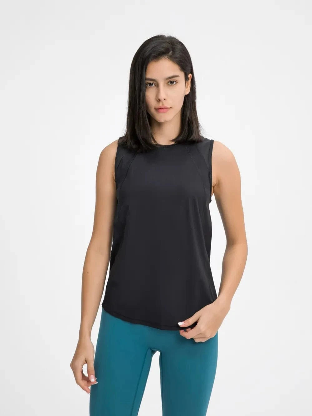 Millennia Cutout Back Round Neck Active Tank - ShalayeFashion