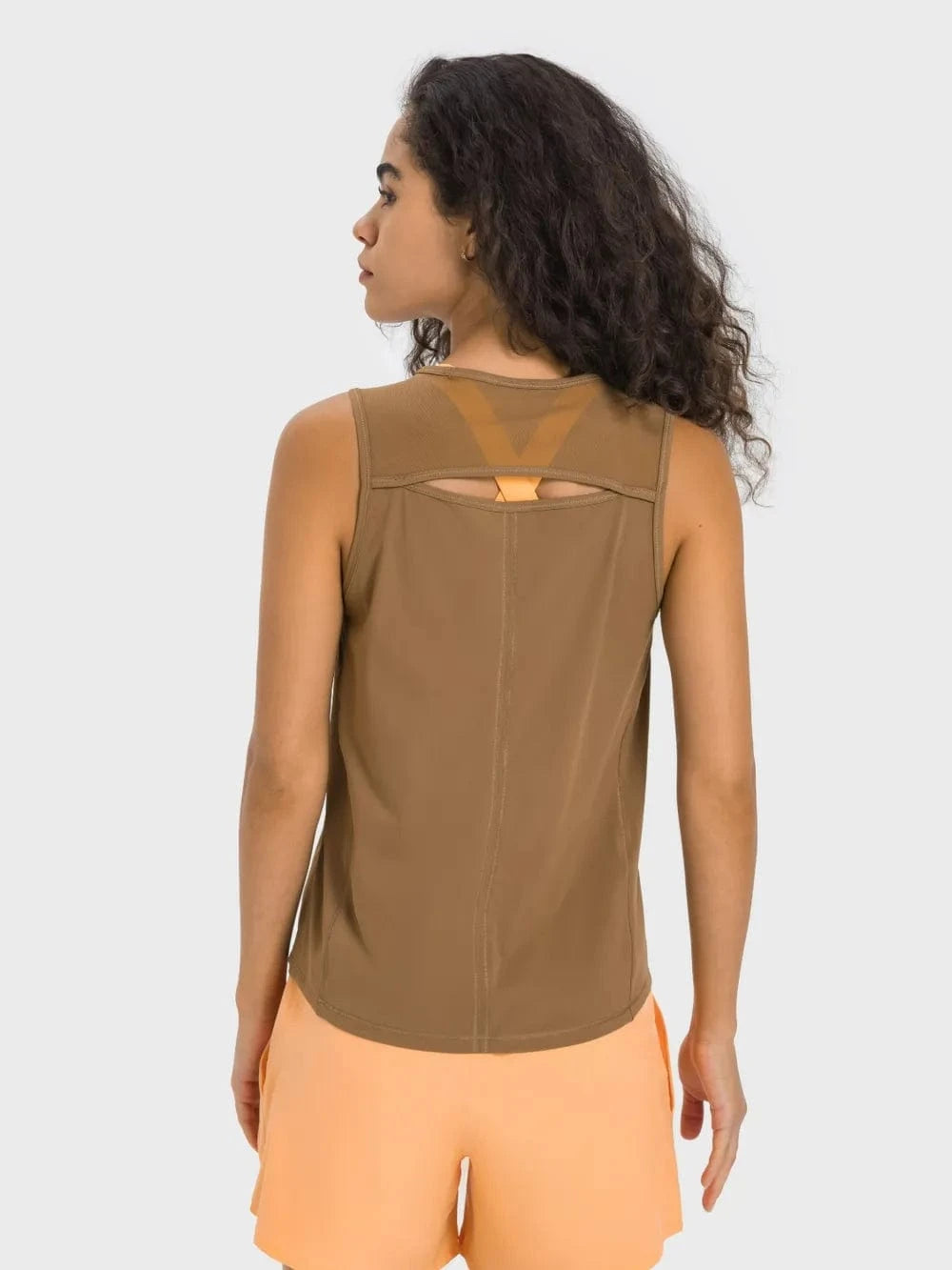 Millennia Cutout Back Round Neck Active Tank - ShalayeFashion