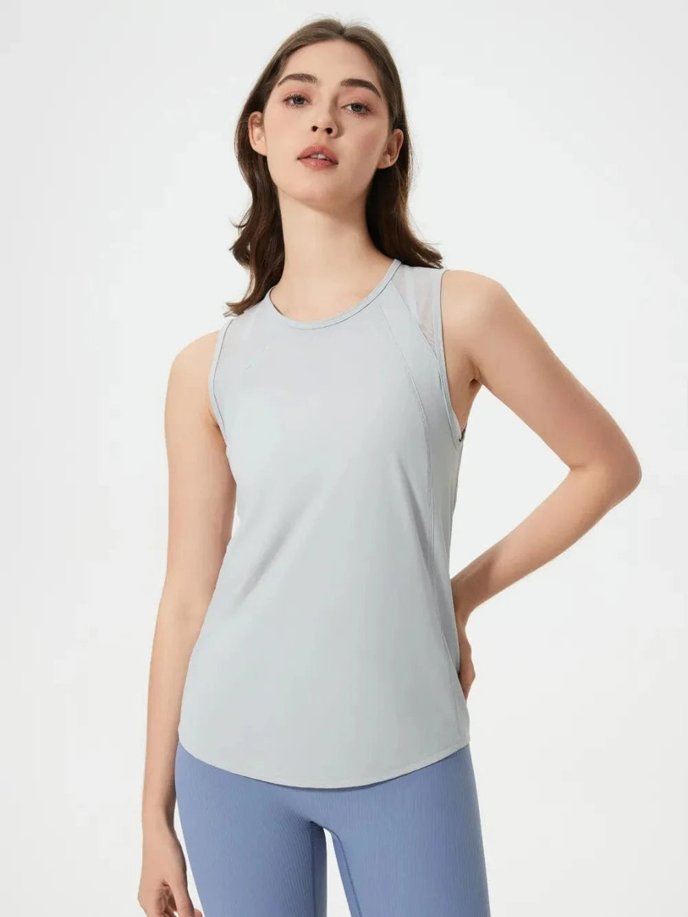 Millennia Cutout Back Round Neck Active Tank - ShalayeFashion