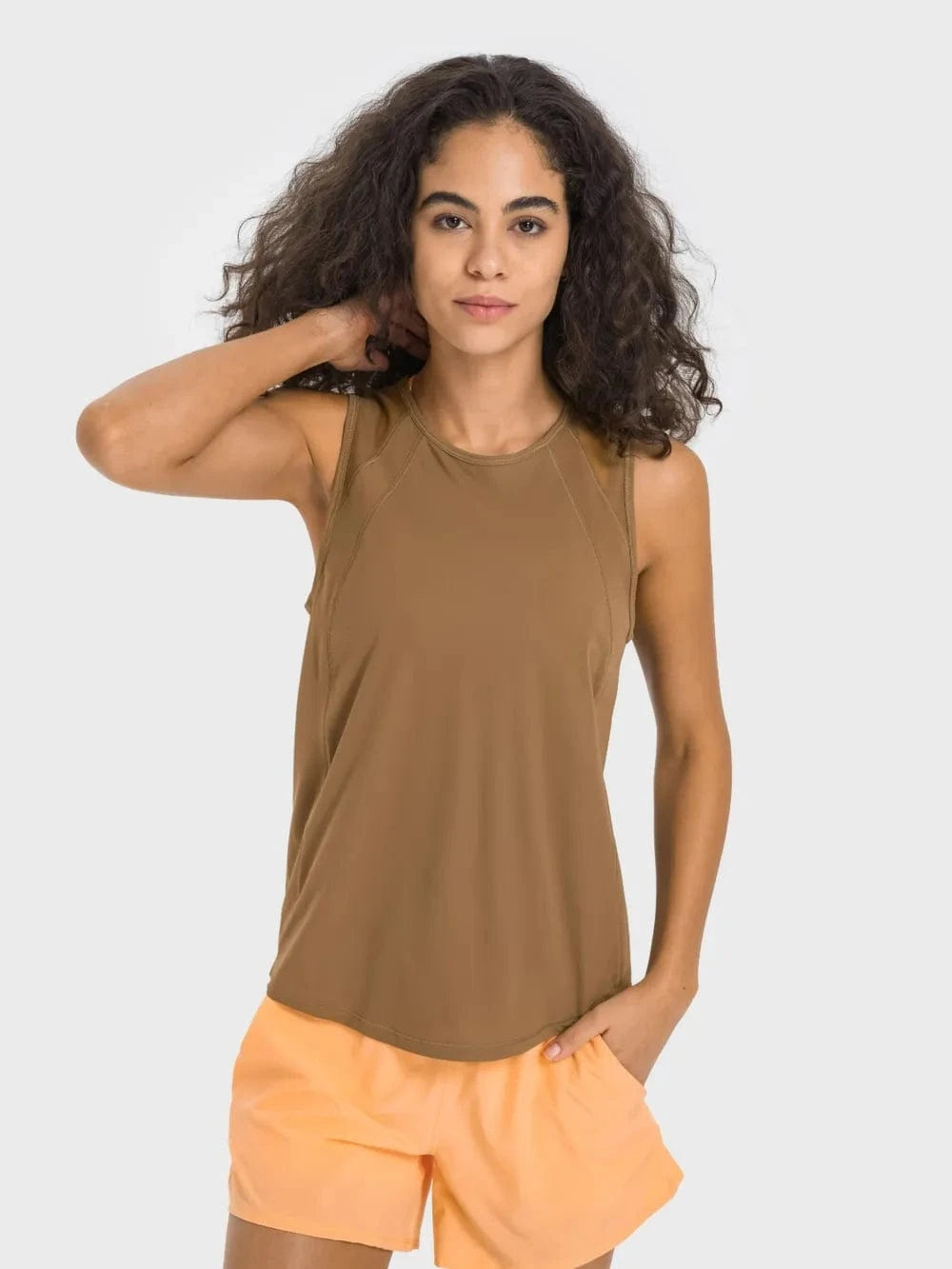 Millennia Cutout Back Round Neck Active Tank - ShalayeFashion
