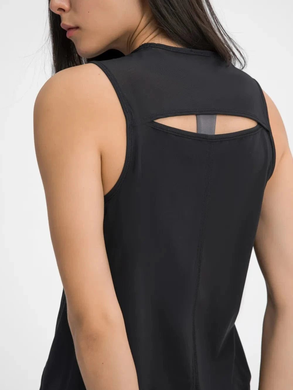 Millennia Cutout Back Round Neck Active Tank - ShalayeFashion