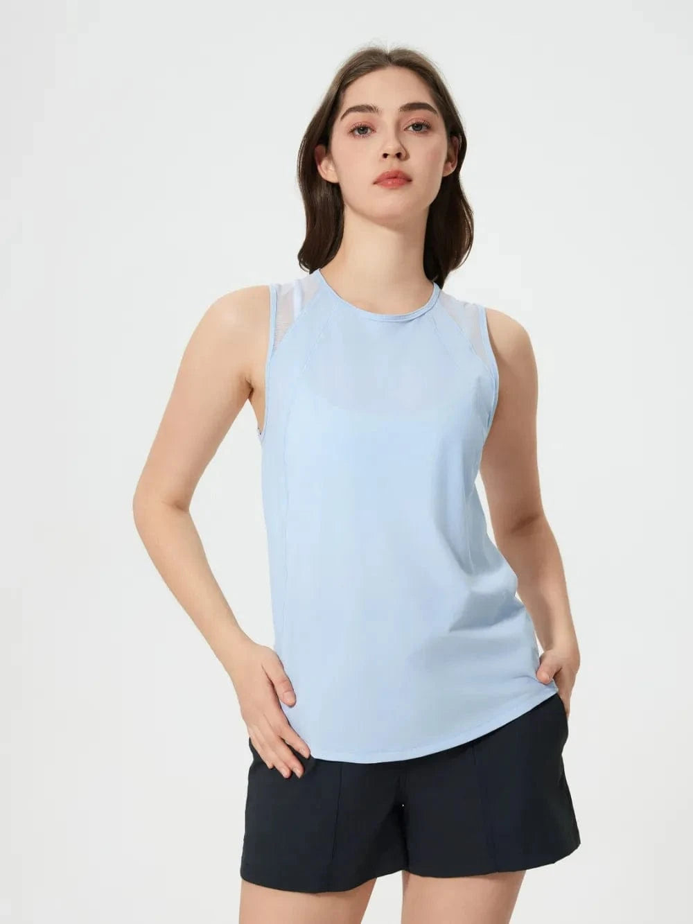 Millennia Cutout Back Round Neck Active Tank - ShalayeFashion