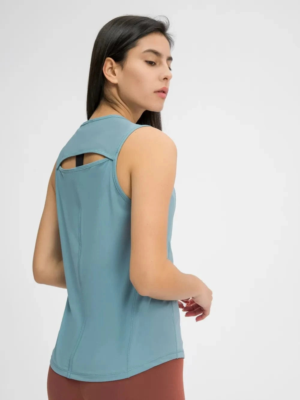 Millennia Cutout Back Round Neck Active Tank - ShalayeFashion