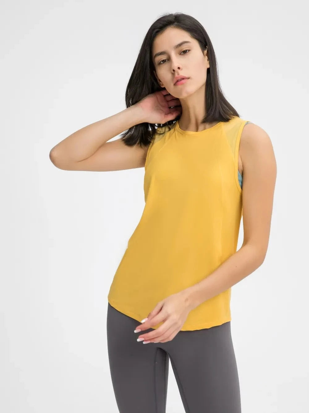 Millennia Cutout Back Round Neck Active Tank - ShalayeFashion